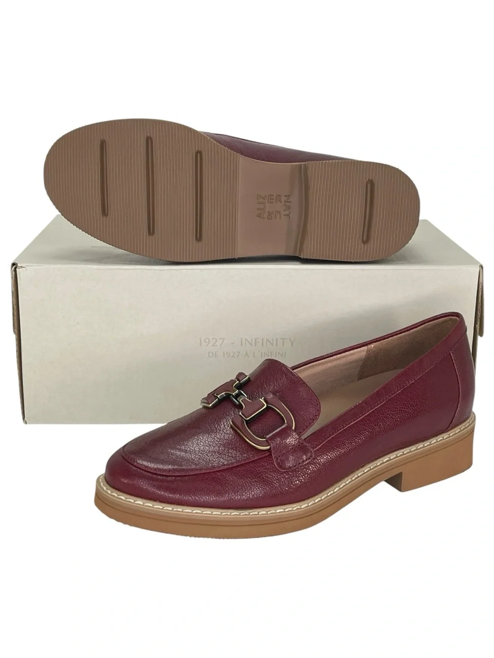 Naturalizer Theo Cranberry Leather Womens Loafers Size 5.5M